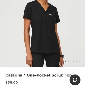 FIGS Catarina One Pocket Scrub Top Black
